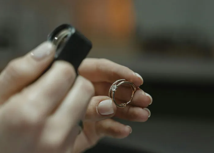 Diamond engagement ring inspection at Helmut the Jeweler