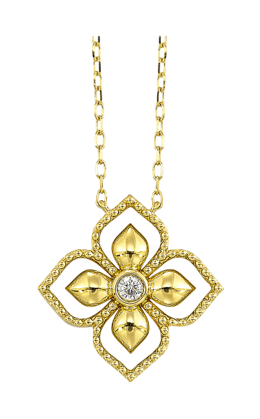Gold flower necklace with diamonds