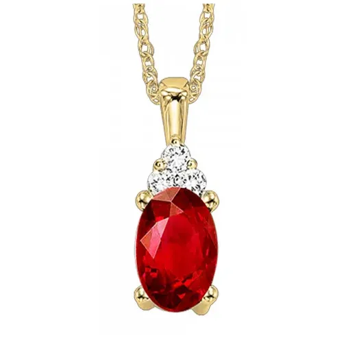 10Kt Yellow Gold Diamond 1/50Ctw & Garnet 1/2Ctw Pendant