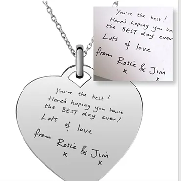 Handwriting-engraved heart necklace