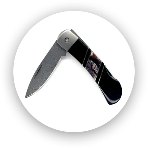 3” lock back 2 1/4” Japanese rain drop damascus blade