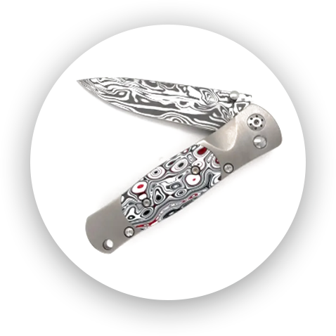 3 1/2” Tesoro buttonlock 3” damascus blade