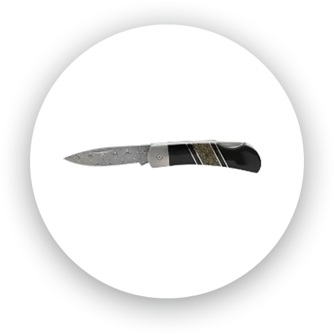 3” Lock back 2 1/4” Japanese rain drop Damascus steel blade