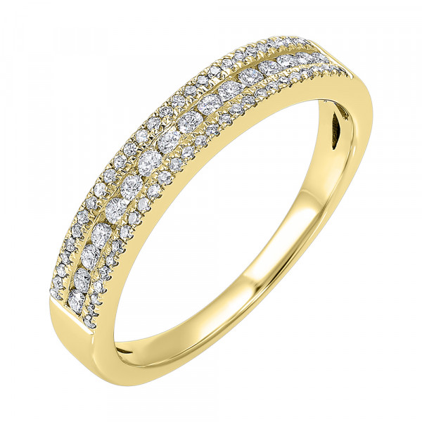Elegant wedding band collection banner showcasing diamond and gemstone rings, including yellow gold designs on display.