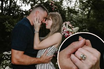 Romantic proposal moment with close-up of gold diamond ring