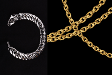 Gold and silver chain bracelets and necklace