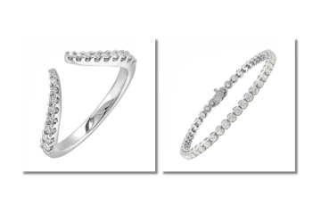White gold open diamond ring, White gold diamond tennis bracelet