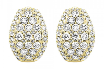 Gold dome earrings with pave diamonds