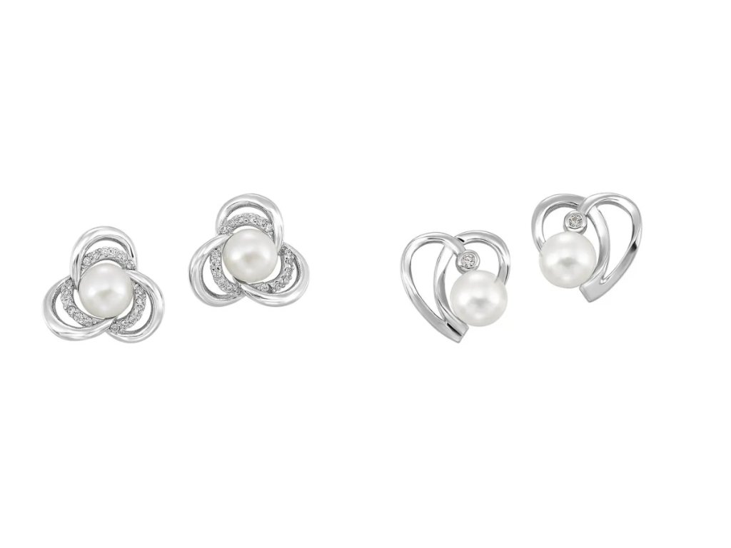 Two Silver Pearl Earrings