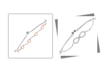 Rose gold heart link bracelet, Sterling silver infinity symbol bracelet.