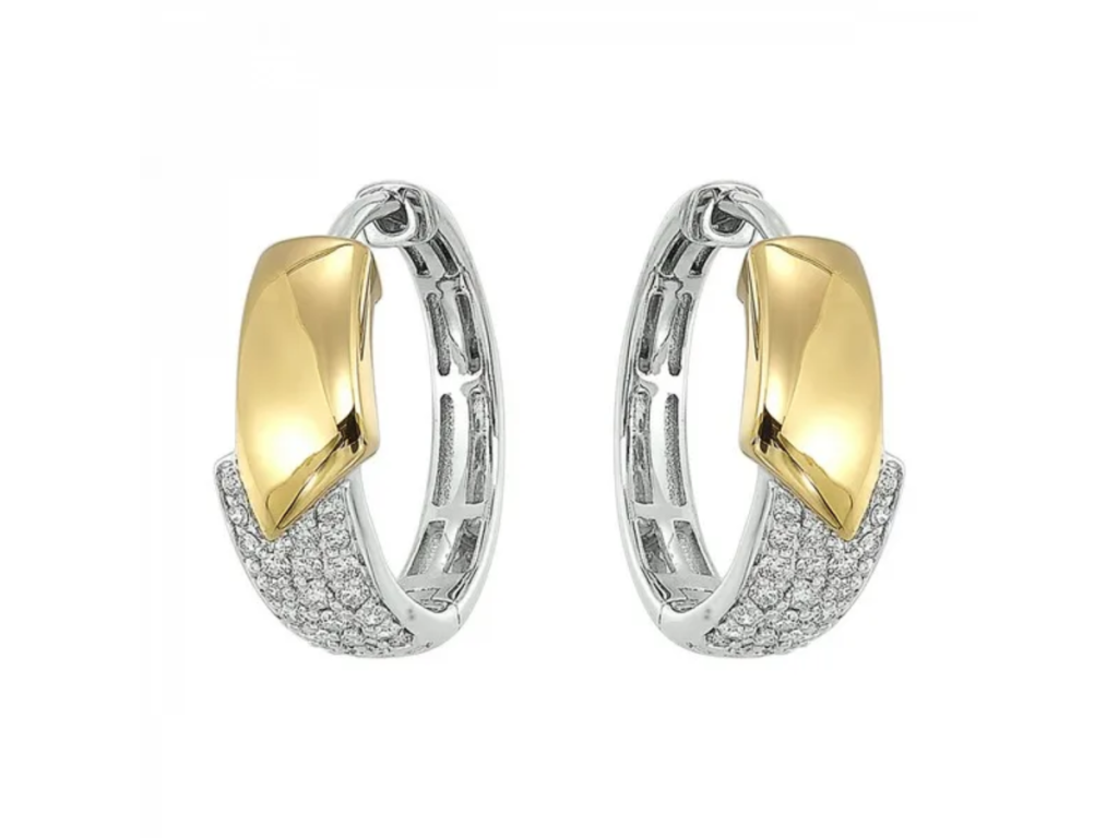 Two-tone pavé diamond hoops