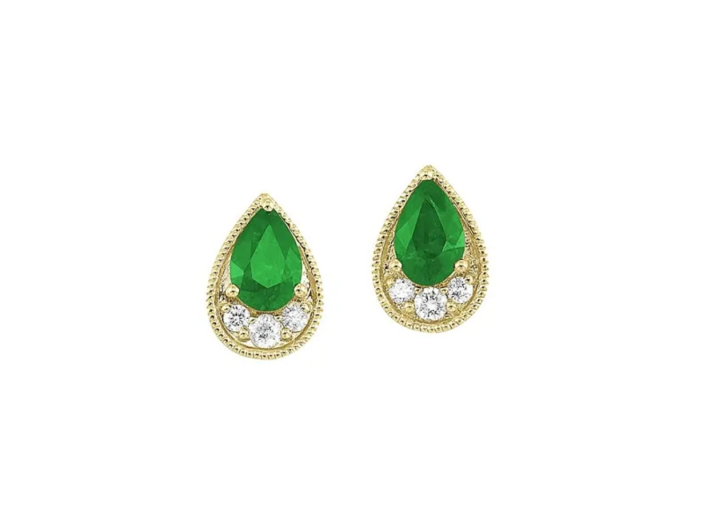 Green teardrop gemstone earrings