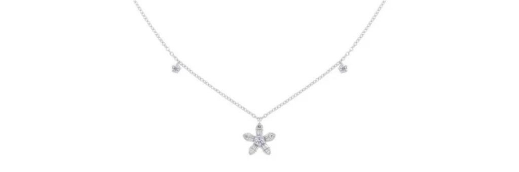 Diamond flower station necklace