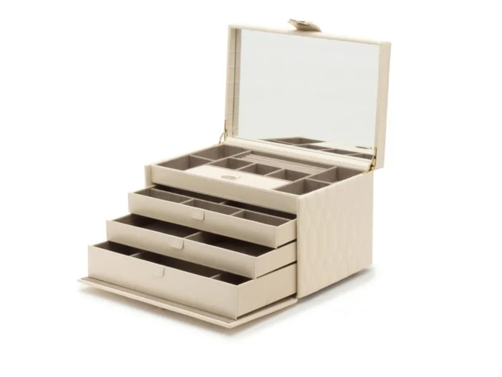 Beige multi-tier jewelry storage box