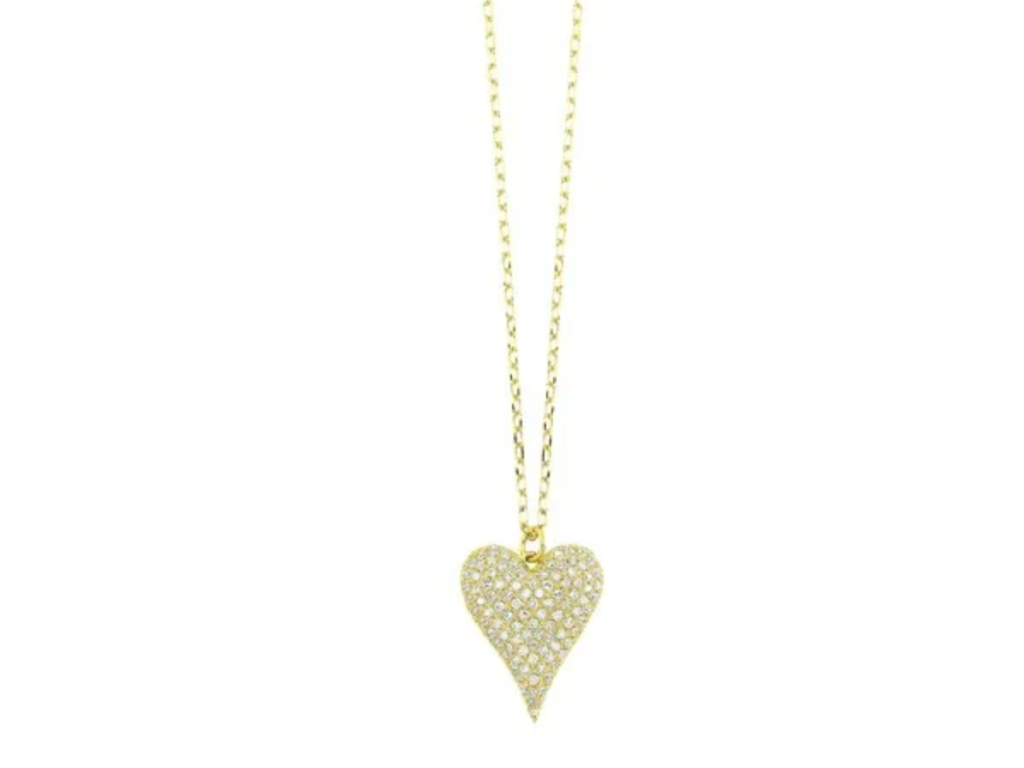 Gold heart pendant necklace with diamonds