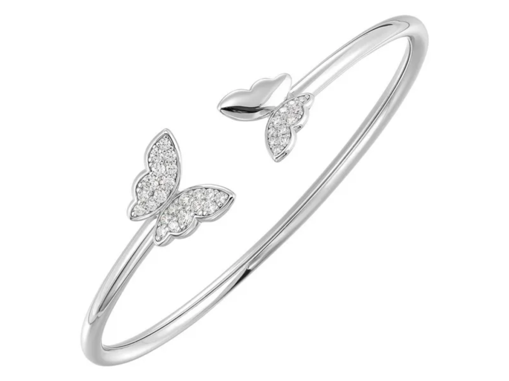Sterling silver butterfly bangle bracelet