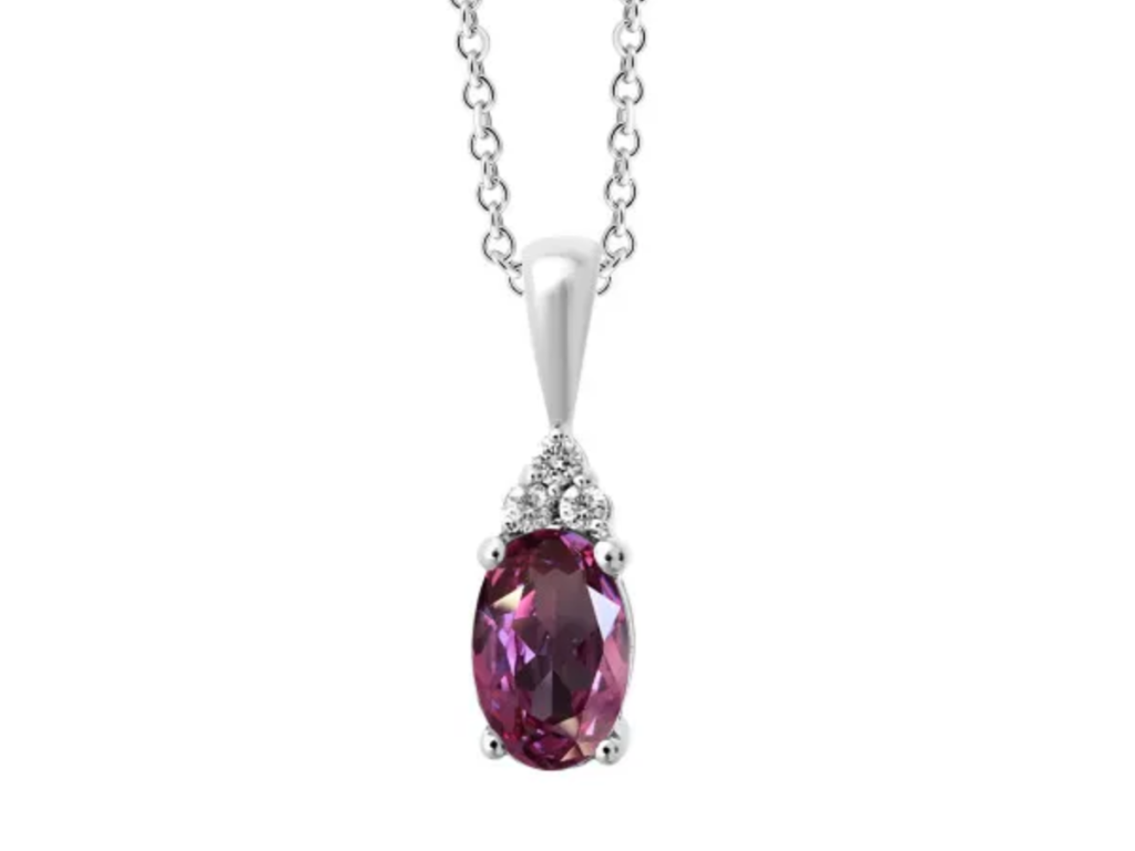Pink oval gemstone pendant necklace