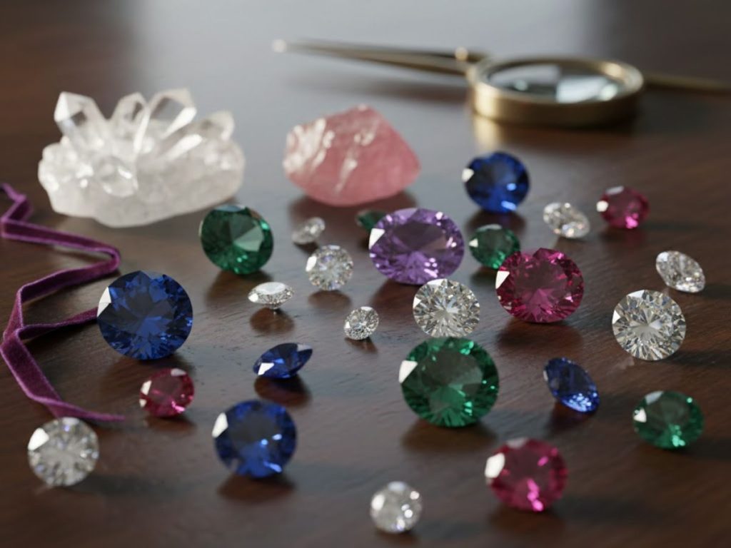 Loose gemstones prepared for custom jewelry