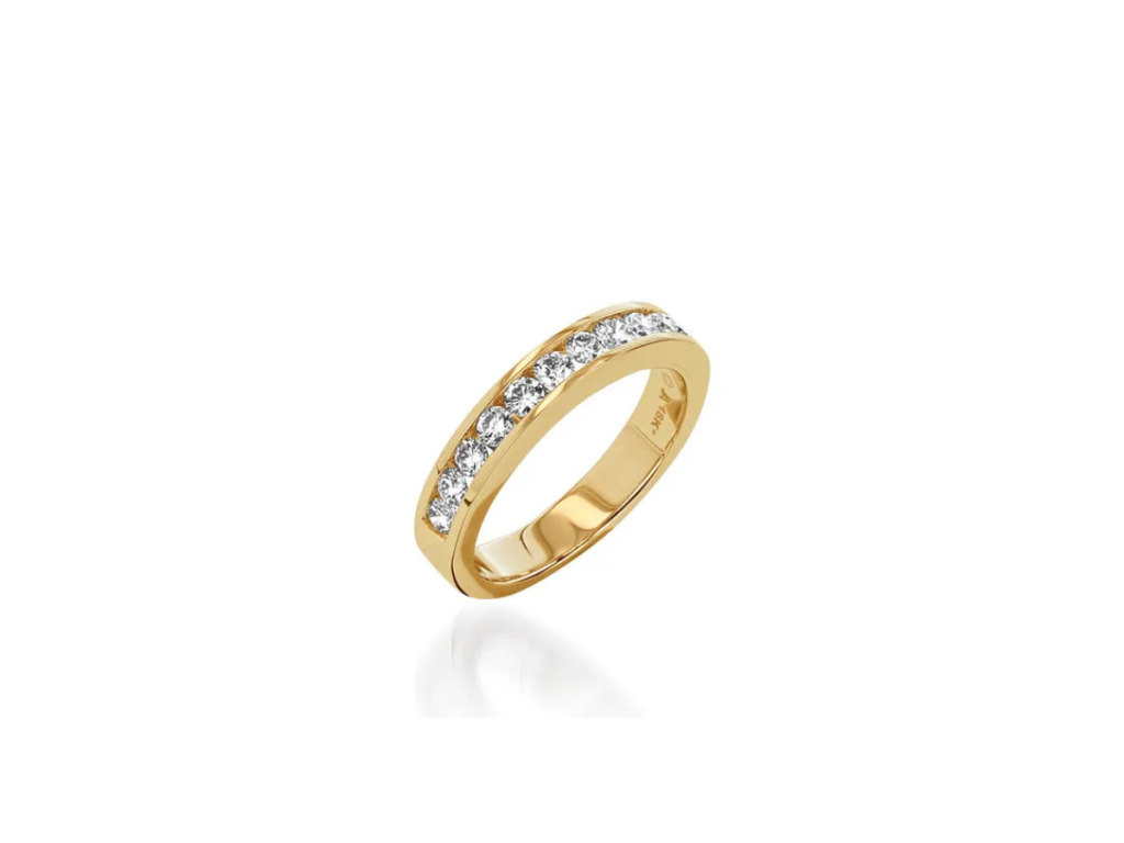 Yellow gold diamond channel band