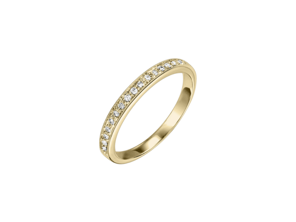 Thin yellow gold diamond eternity band