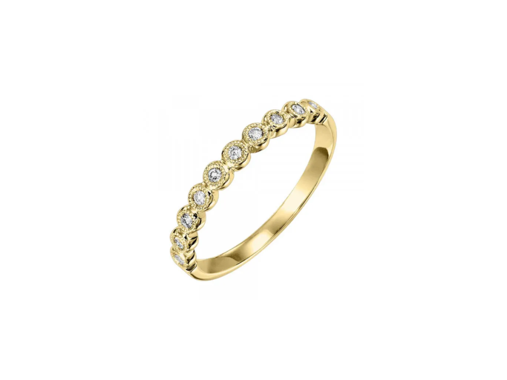 Yellow gold bezel-set diamond band