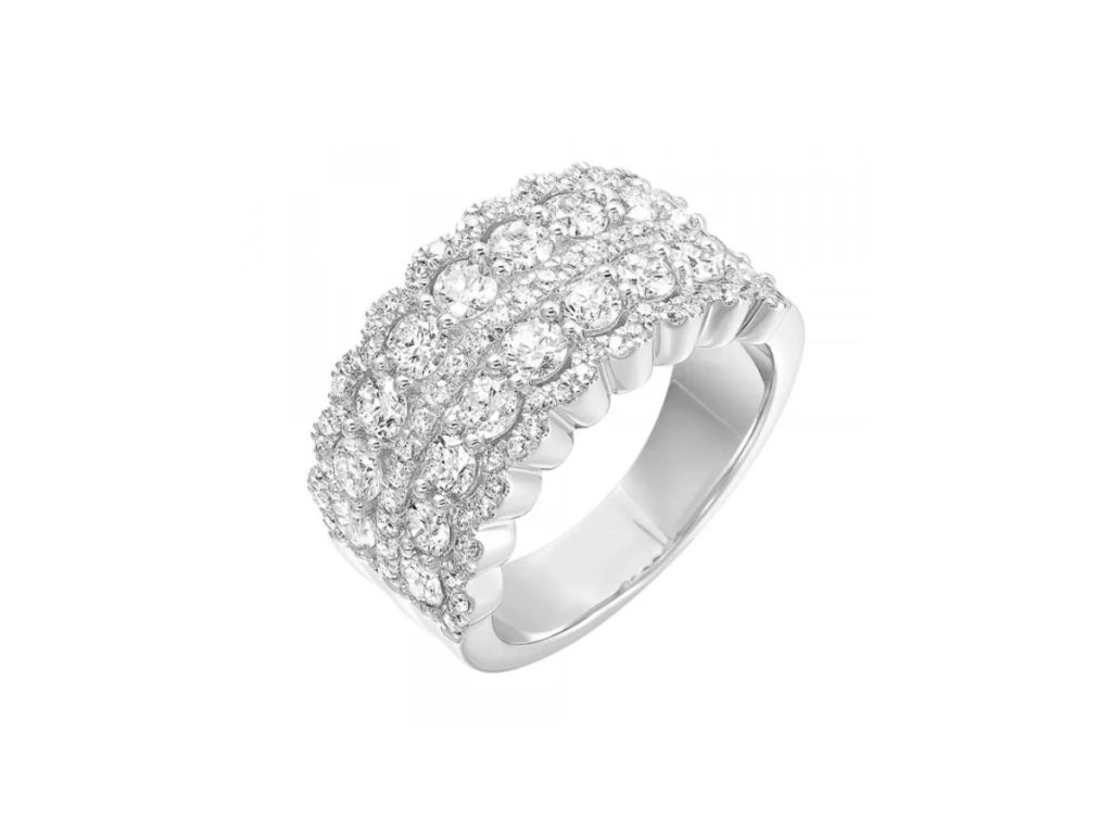 Wide pavé diamond band ring