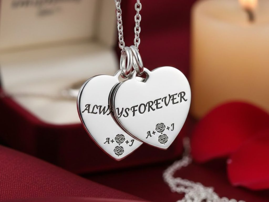Engraved heart pendant necklace