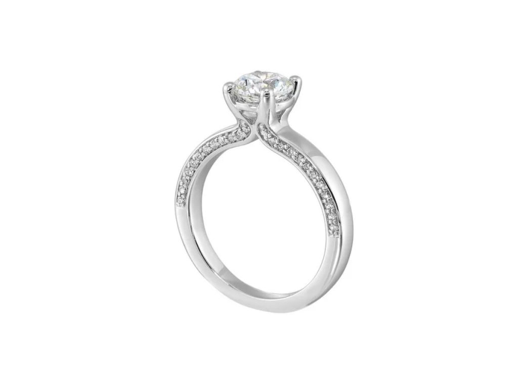Diamond engagement ring side profile view