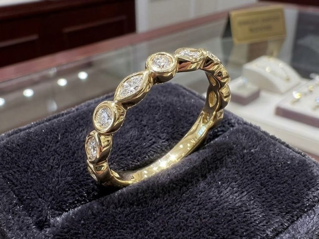 Gold diamond eternity wedding band