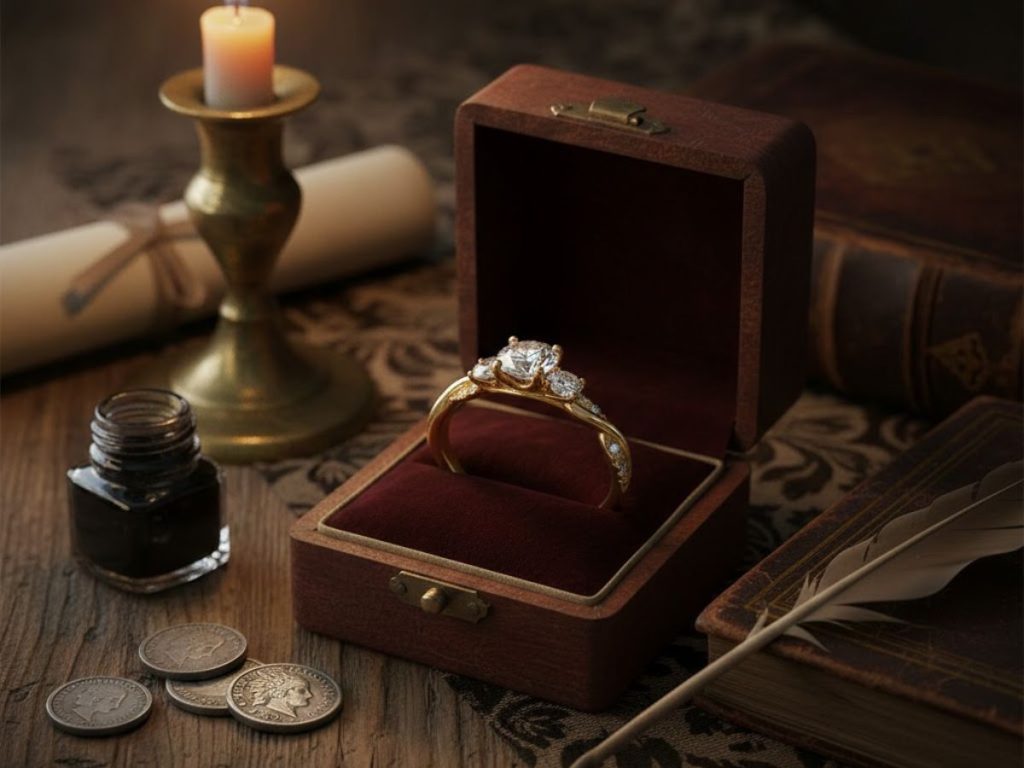 Vintage diamond engagement ring display