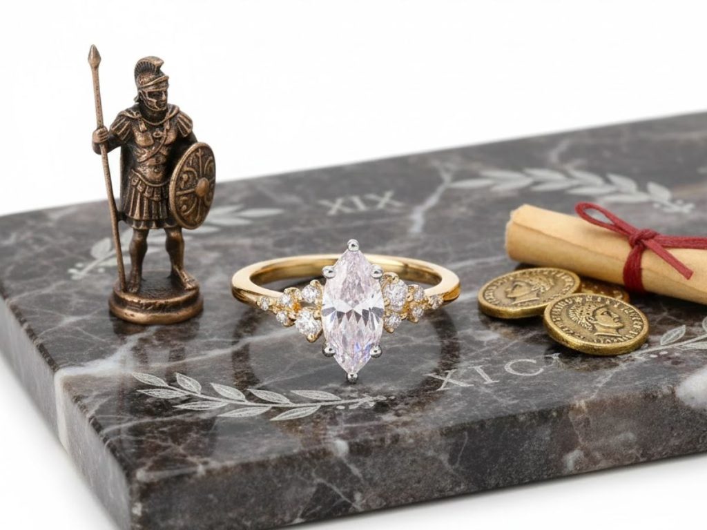 Marquise diamond engagement ring vintage style