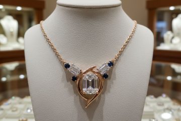 Emerald cut diamond pendant necklace