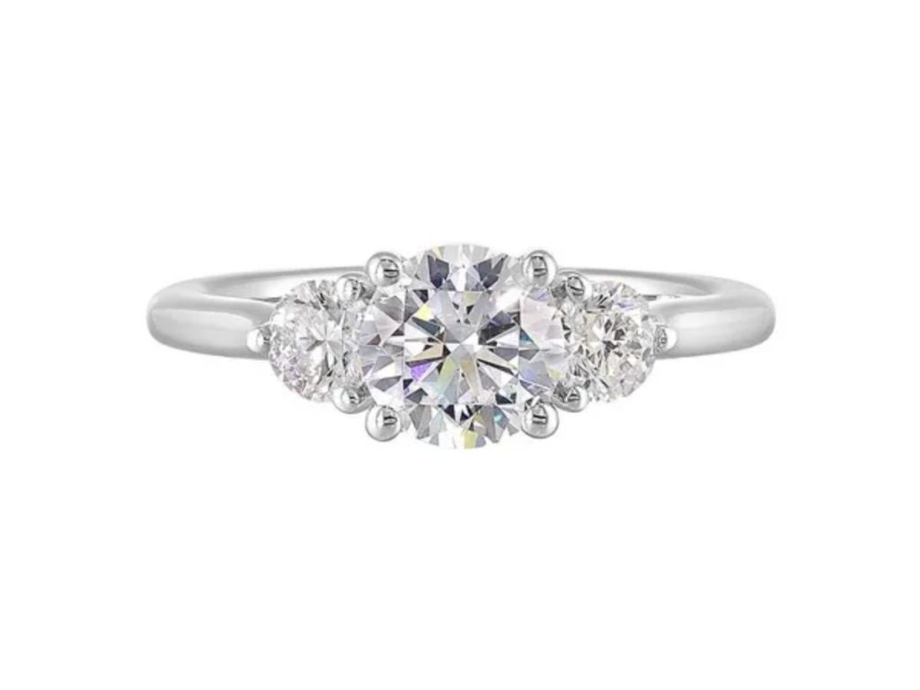 Three stone diamond engagement ring white gold