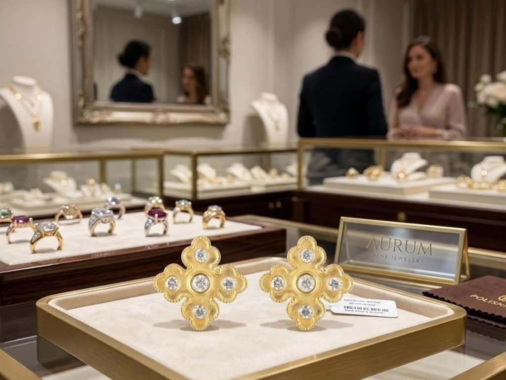 Luxury jewelry store diamond ring display