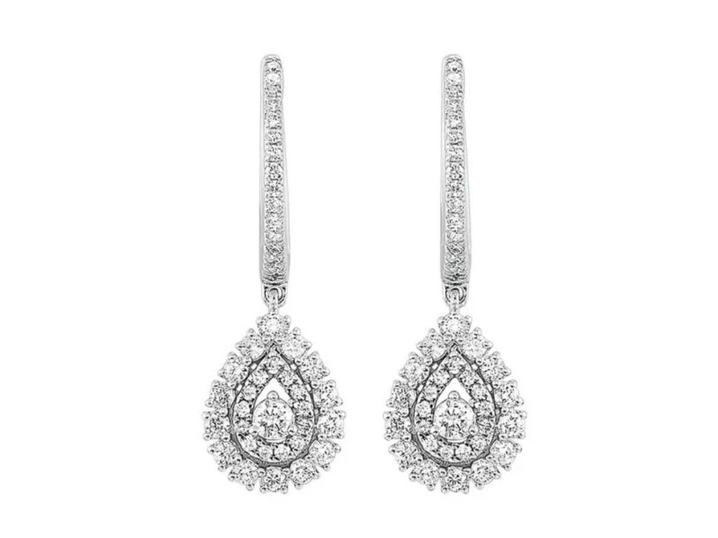 Pear shaped diamond drop earrings