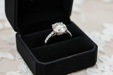 Round diamond engagement ring in box