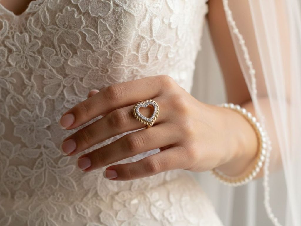 Heart-shaped diamond ring bridal style