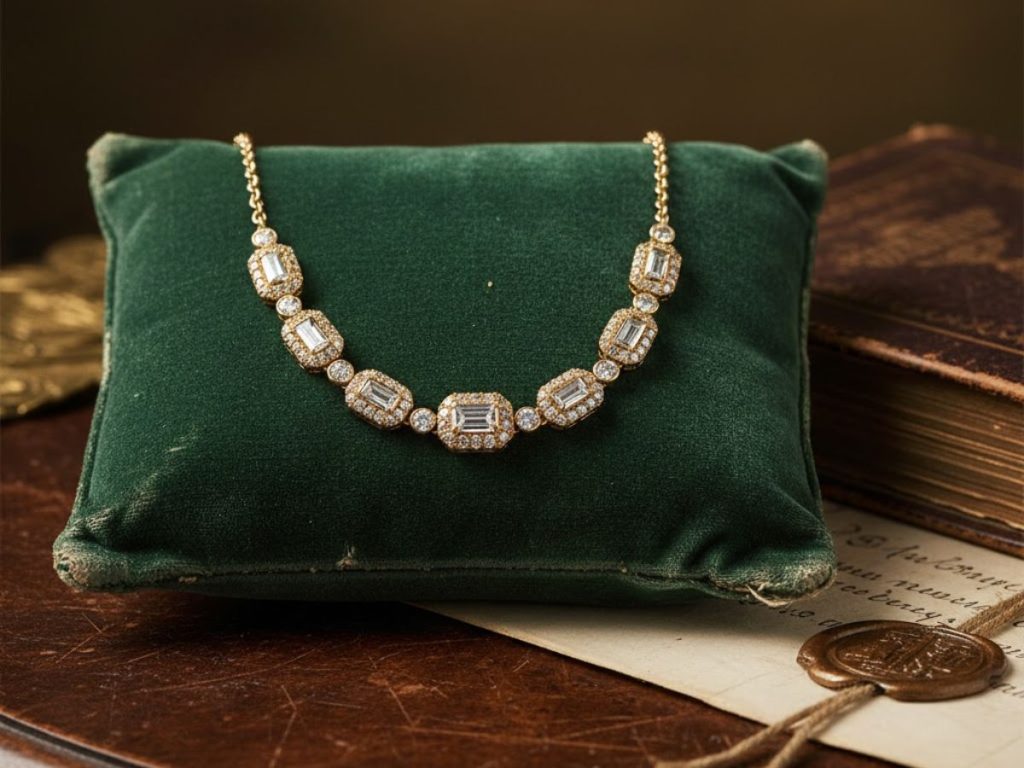 Vintage style diamond necklace display