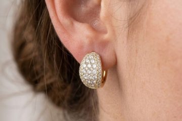 Gold pavé diamond hoop earrings