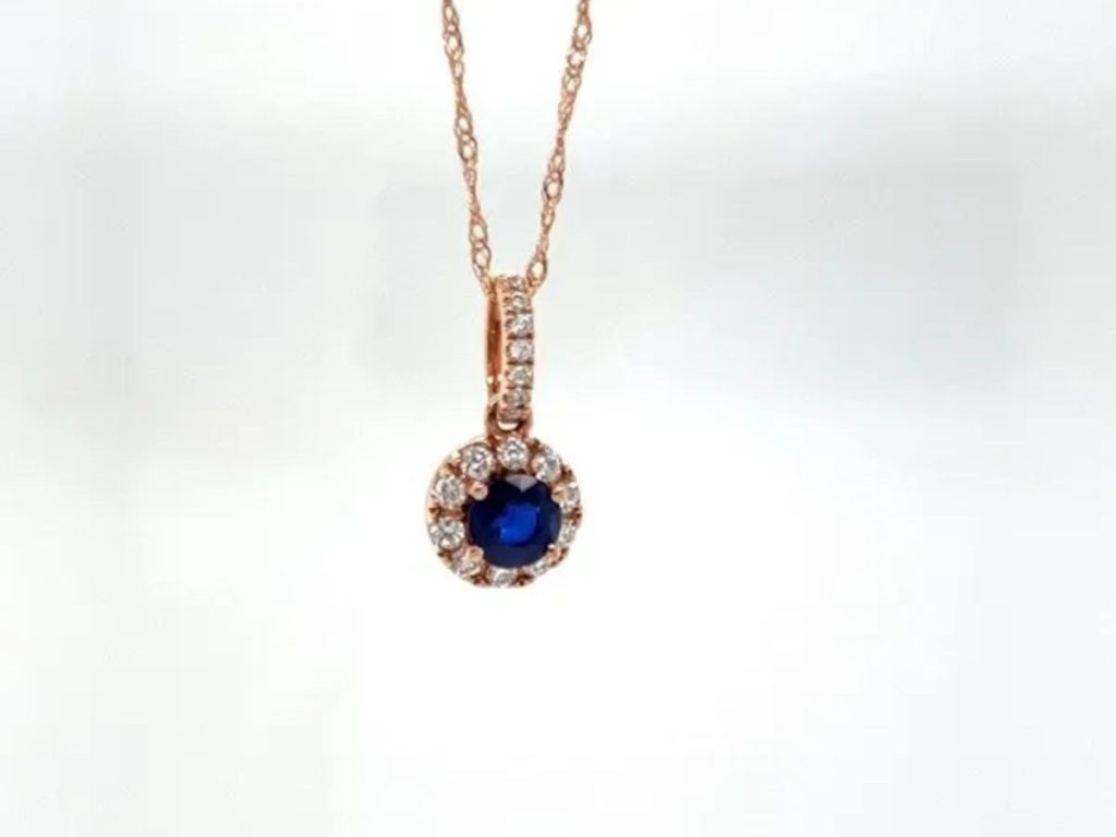Rose gold sapphire diamond pendant necklace