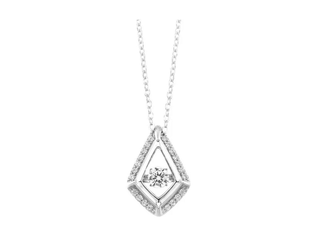 White gold geometric diamond pendant