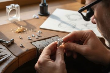 Jeweler crafting custom diamond engagement ring