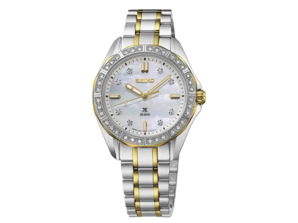 Seiko two tone diamond bezel women's watch