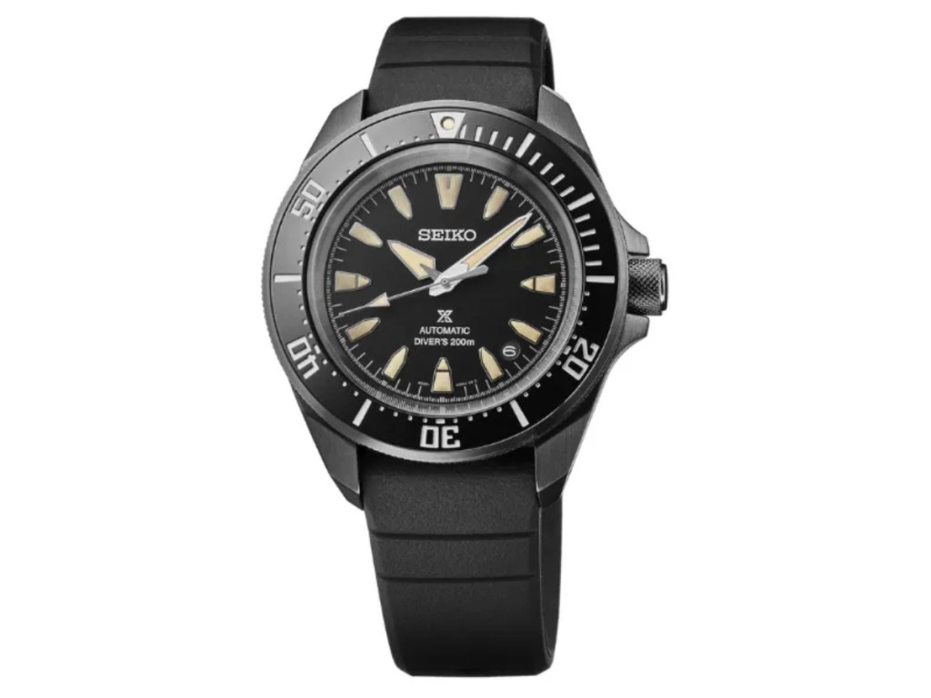Seiko Prospex black automatic diver rubber strap
