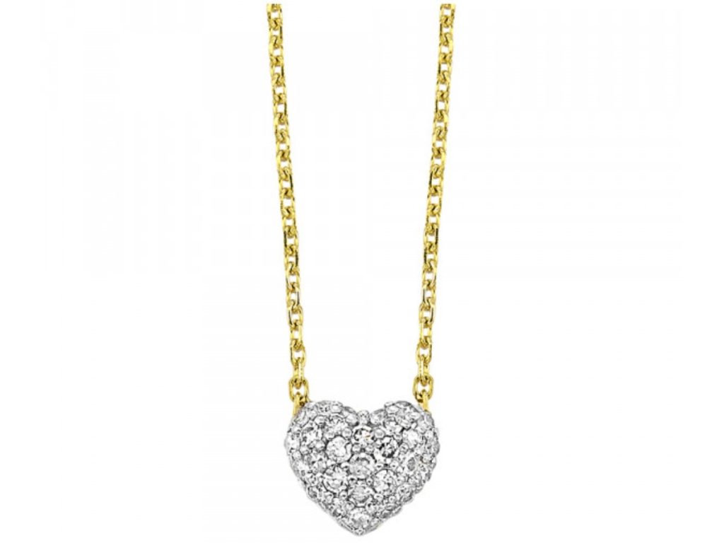 Gold chain with diamond heart pendant