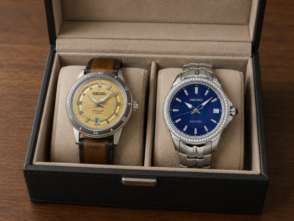 Luxury Seiko Timepieces Displayed in Premium Watch Boxes