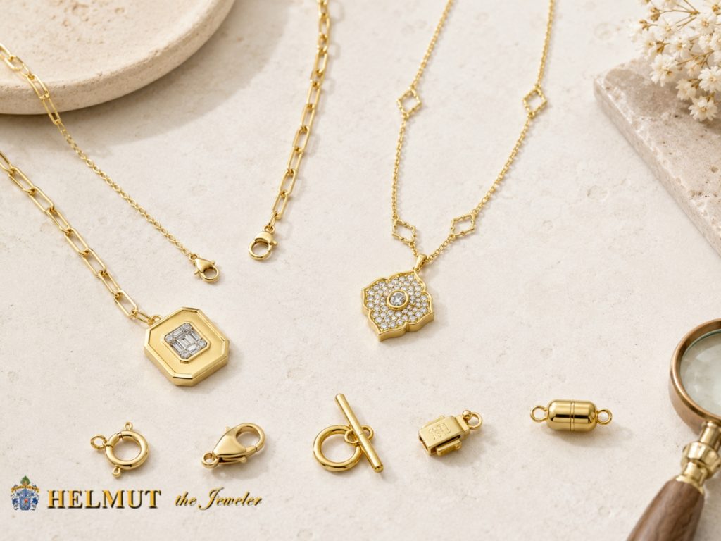 Gold necklace clasp replacement and jewelry repair parts