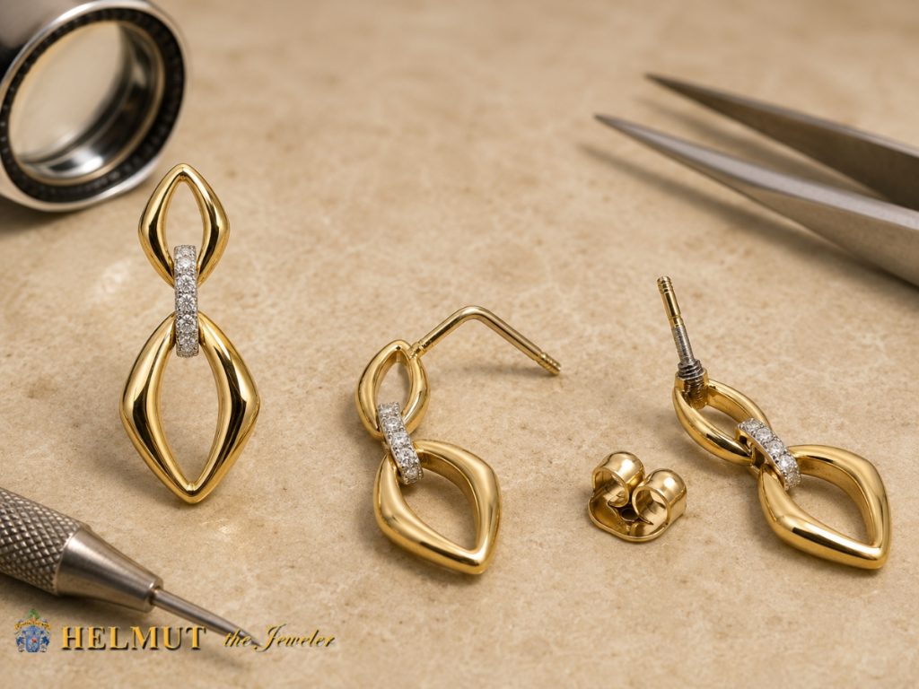 Damaged earring post replacement by expert jeweler