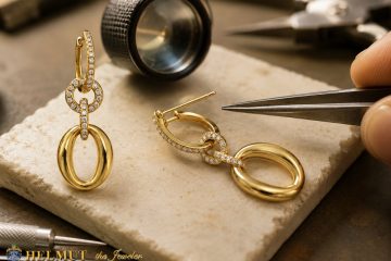 Gold hoop earring repair with professional jewelry tools