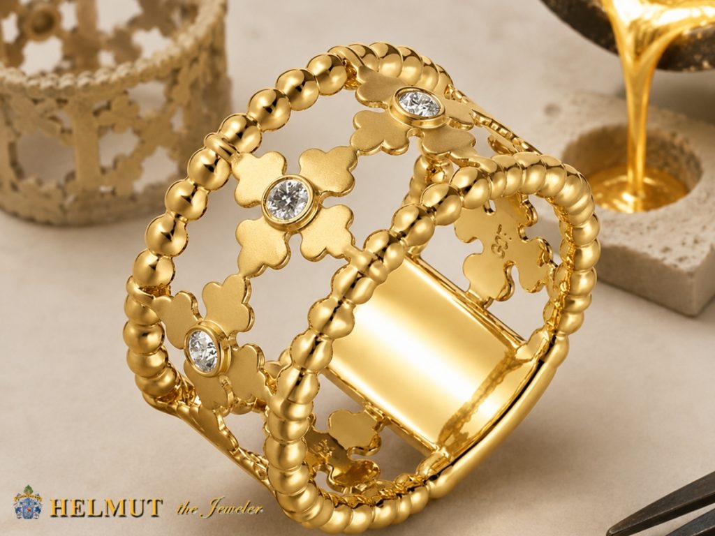 Gold casting process for custom diamond ring